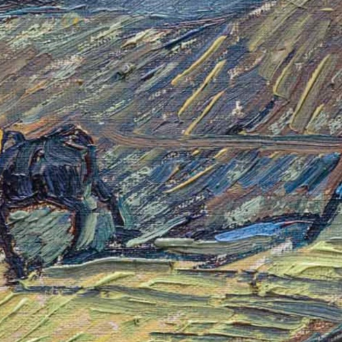 Laboureur dans un champ, St Remy by Vincent van Gogh, (1889) image source: Christies, detail