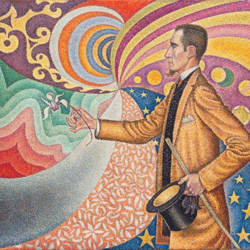 Paul Signac, Opus 217. Against the Enamel of a Background Rhythmic with Beats and Angles, Tones, and Tints, Portrait of M. Félix Fénéon in 1890, Gift of Mr. and Mrs. David Rockefeller, Image source: https://www.moma.org/collection/works/78734