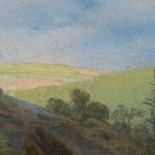 Caspar David Friedrich, (1774 - 1840), German, SONNENBLICK IM RIESENGEBIRGE (SUNBURST IN THE RIESENGEBIRGE), oil on canvas, 25.5 by 31.5cm., 10 by 12½in., Source: Sotheby's (detail)