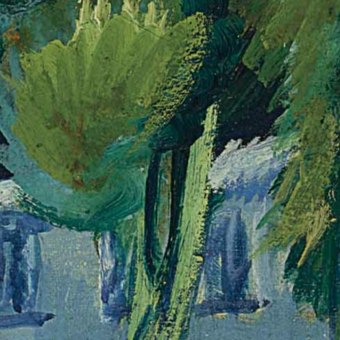 Ernst Ludwig Kirchner (1880-1938), Gut Staberhof III (1913), oil on canvas, 32 1/8 x 35 5/8 in. (81.6 x 90.5 cm.), Source: Christie's, (detail)