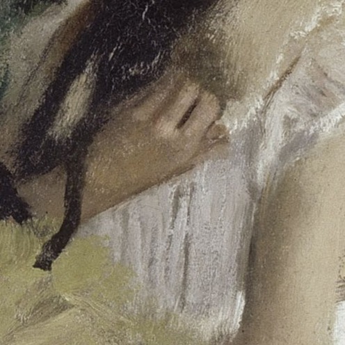Edgar Degas, The Ballet Class (1871-1874), oil on canvas, w750 x h850 mm, Bequest of Count Isaac de Camondo, 1911, Rights: © RMN (Musée d'Orsay) / Hervé Lewandowski, Image source: wikimedia commons, (detail).
